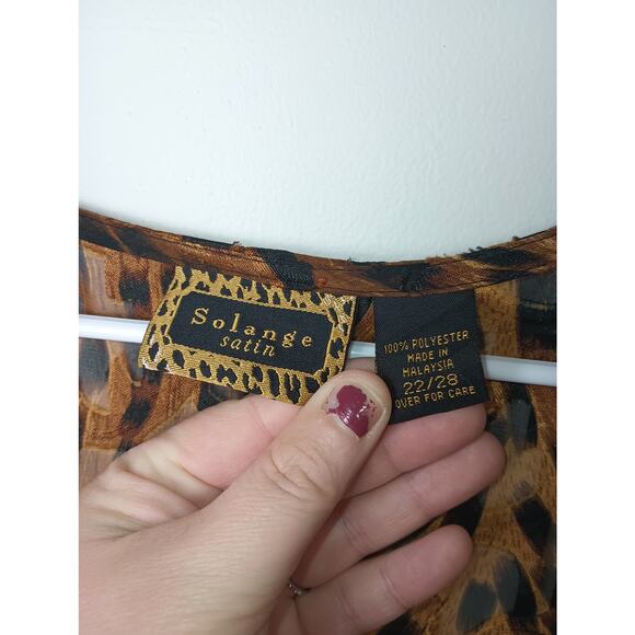 Vintage Solange Satin Polyester Animal Print Cheetah Robe Women Size 22/28 - Picture 3 of 5